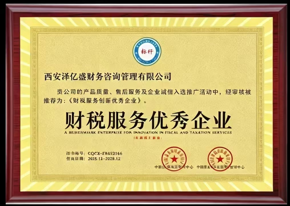 陕西省财税服务行业优秀企业